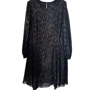 Maia Women's Dress 14 Black Gold Boat Neck Long Sleeves Lined